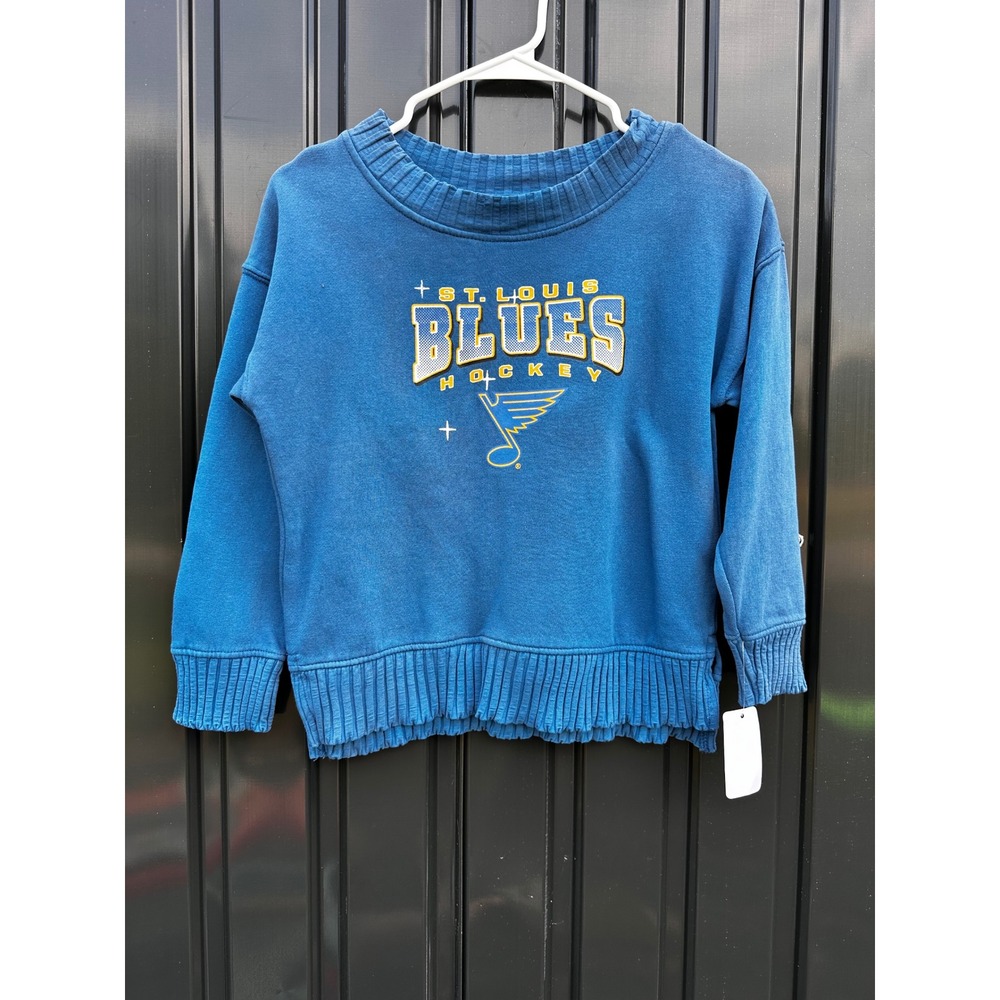NHL St. Louis Blues Hockey Sweatshirt Kids Small 6/6X Blue Ribbed Pullover